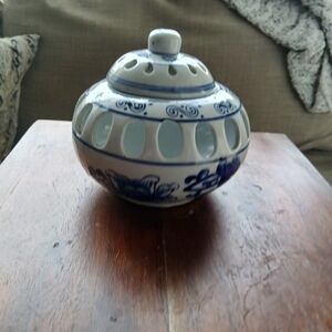 Blue and White Ceramic Decorative Bowl